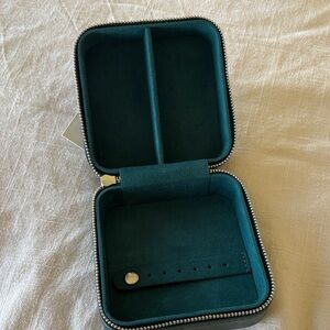 Cat & Jack Teal Travel Jewelry Case - Compact Suede Organizer